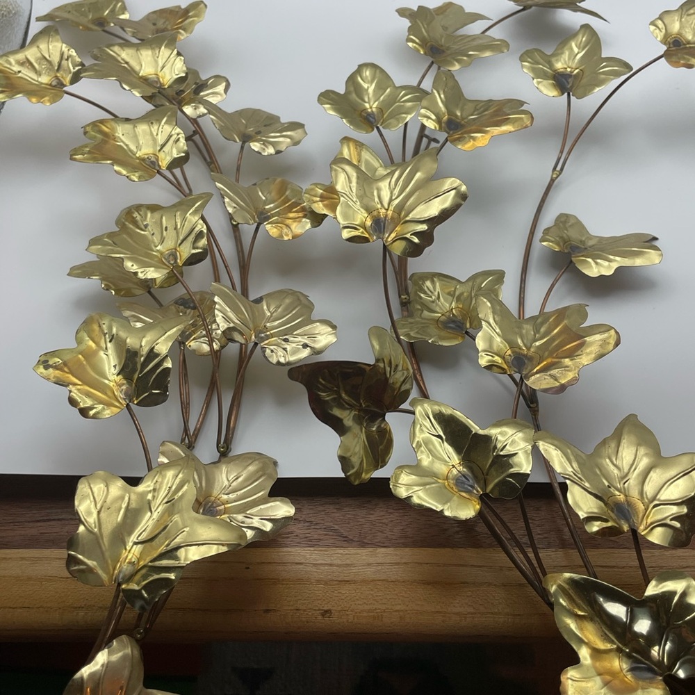 Vintage Brass MCM Ivy Hanging Decor - Qty 2 - Picture 2 of 3